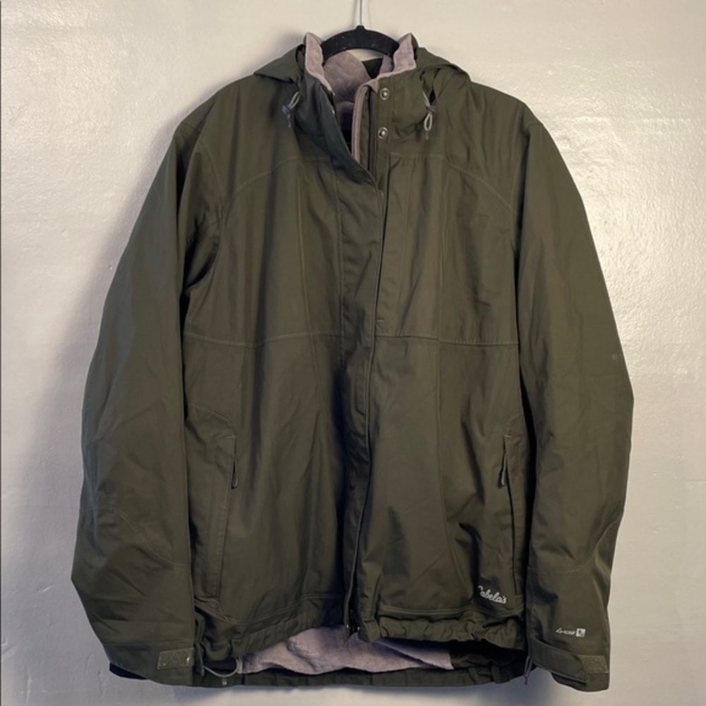 Cabelas Mens Jacket Green with fleece lining Size Xlarge